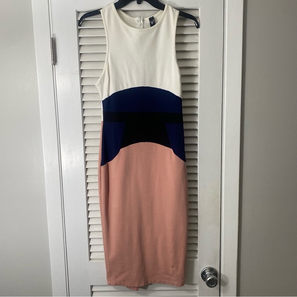 WOMENS M COLOR BLOCK SLEEVELESS DRESS - Picture 1 of 3